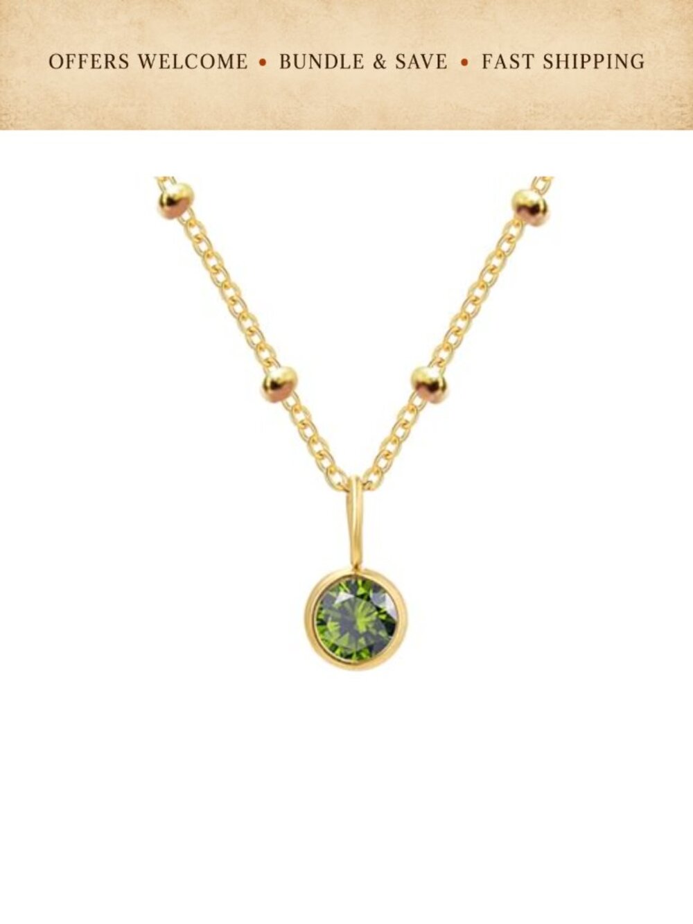 Dainty Birthstone Station Necklace Crystal Pendant Stainless Steel Gold